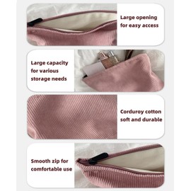 Zenovate Kosmetiktasche Damen, Kordsamt-Make up Tasche für Handtasche Schminktasche Klein, Travel Cosmetic Bag Makeup Bag, Groß Kapazität Kulturtasche für Damen Mädchen-Rosa (1 Groß + 1 Klein)