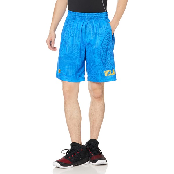 Champion C3-VB560 Men's Half Pants, Quick Drying, Antibacterial, Odor Resistant, Stretch, One Point Logo, Basketball Practice Shorts, California Blue