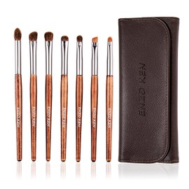 ENZO KEN Set de Brochas de Sombra de Ojos de Pelo de Pony Natural, Juego de Brochas de Sombra de Ojos Pequeñas con Bolso Mano, Set de Brochas de Maquillaje de Ojos de Pelo Natural Professional.