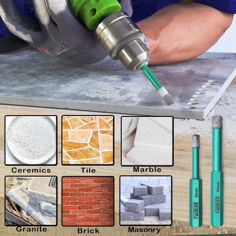 FACHLICH Ceramic Tile Drill Bits 6/8/10/12/14mm Diamond Bits Porcelain Drill