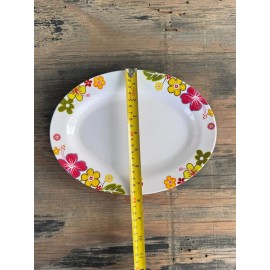 Fataco 7.5" x 10" oval premium plastic melamine plate flower V236 (6-piece set)