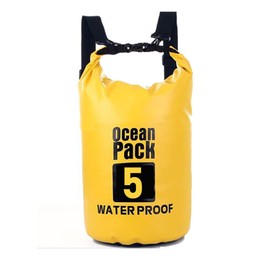 Raatel Waterproof Bag, For Sea, Bikes, 1.9 fl oz (5 L), Pool, Large Capacity, Shoulder Bag, Fishing, Dry Bag, Waterproof, For Pool, Outdoors, Camping, Mountain Climbing (Yellow)