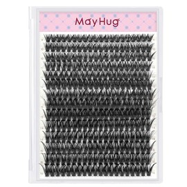 Mayhug Fluffy Lash Extension Mink Thick Cluster Eyelash Extensions 9-16mm Lash Clusters Individual Lash Extensions DIY Clusters Lashes Extension at Home (280pcs-70D 9-16mm)