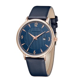 CIVO Women's Quartz Analogue Leather Watch Fashion Date Men's Watch - Waterproof Dial Couple Gift for Men and Women, B-2 Blue, Strap.