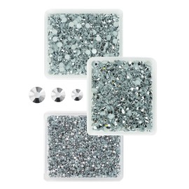 qiipii Silver Resin Rhinestones for Crafting Metallic Silver Flatback Rhinestones 3mm 4mm 5mm Non-Hotfix Mine Silver Stones Diamonds Crystals Gems for Nails Face Eyes Makeup Body Tumblers DIY Crafts