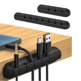 TecHong 3 Pack Cable Clips - Silicone Adhesive Cord Management Organizer, Wire Holder Hooks for Computer Power Cords, Charging USB Cable, Mouse Cable, Office and Home (7, 5 and 3 Slots)