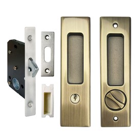 Sliding Pocket Door Lock Mortise Lock Pocket Door Lock Handle Invisible Recessed Handle Wooden Door Lock/160mm-bronze