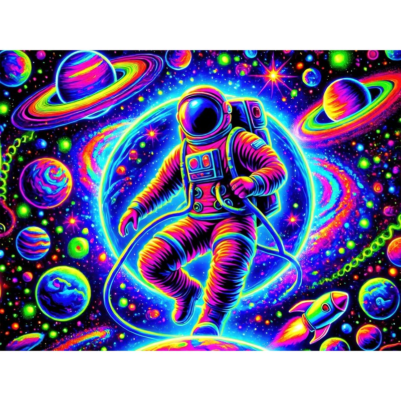 BlissYard Blacklight Tapestry Astronaut Black Light Hanging Backdrop Glow in