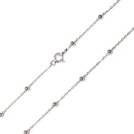 Cadena Plata ley 925 m Lisa 40 cm. Combinada Bolitas Mujer Cierre Reasa, Sterling Silver
