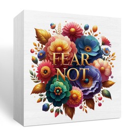 Inspirational Floral Christian Gifts for Women Religious Bible Verse Wooden Box Sign Rustic Desk Decor Decorative Farmhouse Shelf Decorations Desk Office Accessories Supplies Shelf Block Plaque