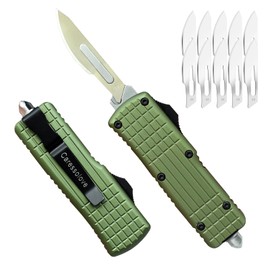 Caressolove Automatic Utility Knife Push Button, EDC Pocket Boxcutters With Clip, Double Action Auto Retractable Scalpel, Small Safety Box Cutter, Replaceable Razor Blade Exact Knives for Craftsman