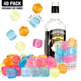 Ice Cubes, Reusable, Ice Cube, Pack of 40, Reusable Ice Cubes, Artificial Ice Cubes, Plastic Ice Cubes, Reusable BPA Free, Reusable Ice Cubes, Square Ice Cubes