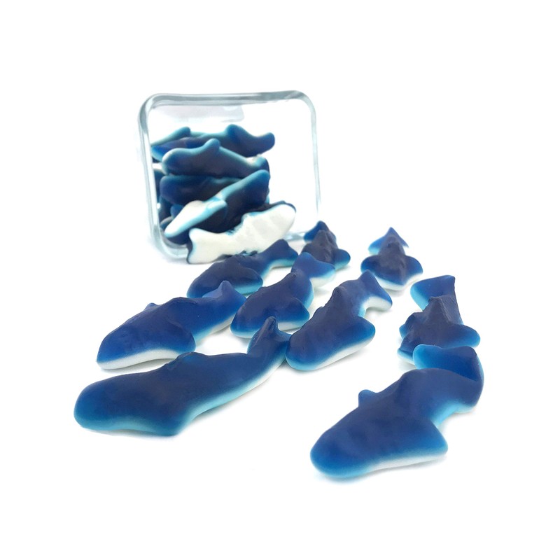 LaetaFood Blue Gummy Sharks Candy - Raspberry Marshmallow Flavored Candy,