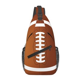 LOSTORCHI Football Print Crossbody Sling Bags for Women Men American Football Rugby Ball Pattern Travel Sling Backpack Casual Shoulder Bag Sports Ball Team Popular Art Gym Sports Hiking Daypack