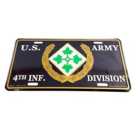 Wild U.S Army License Plate 4th Infantry Division Metal Sign