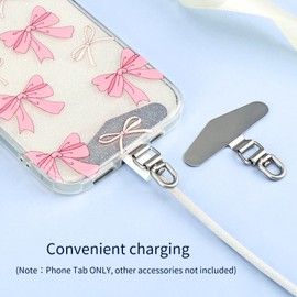 Ksriylm Sliver Universal Tether Tab for Phone x2, Cell Phone Lanyard Patches, Metal Phone Strap Replacement Part for All Full Phone Cases