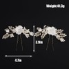BERYUAN White Flower Leaf Rhinestone Pearls Hair Pins Silver Gold