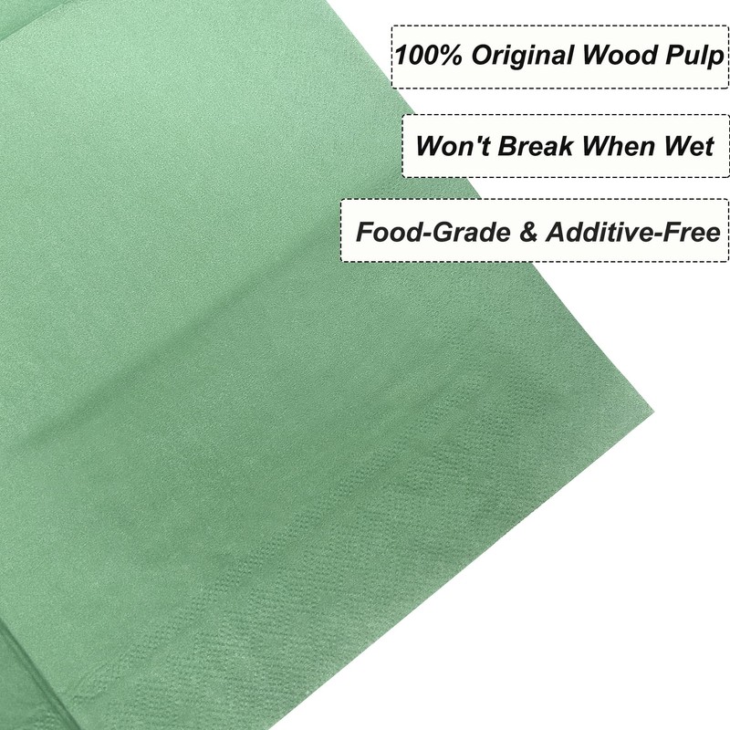 60 servilletas desechables de papel verde salvia, toallas de mano