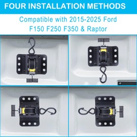 Upgraded Ultimate Retractable Ratchet Straps for Ford F150, 2PCS Truck Bed Ratchet Straps for F150, 10 ft Retract Bed Mounted Tie Down Strap for F-150 F250 F350 2015-2025 (Black)