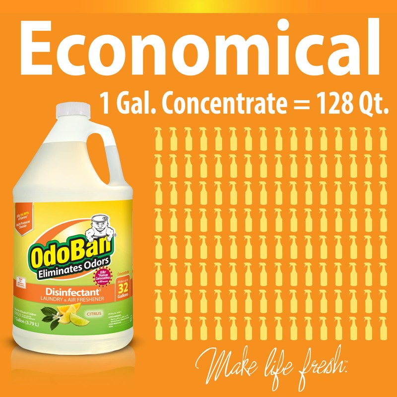 OdoBan Disinfectant Concentrate and Odor Eliminator, 1 Gallon, Citrus Scent