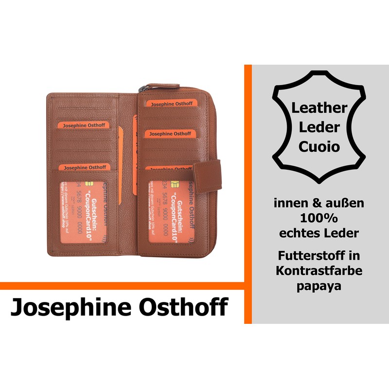 Josephine Osthoff Bremen Compact Genuine Leather Wallet with RFID Protection,