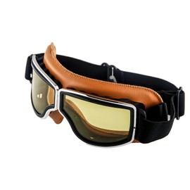 1Storm Motorcycle Scooter Mopeds Goggles Half Helmet Vintage Pilot Aviator Style, GK_631 Orange Frame Yellow Lens