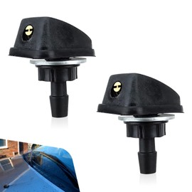 CyperFair Pack of 2 Car Front Windshield Washer Nozzles – Adjustable Fan-Shaped Sprayer Head Replacement (0.31"), Single Hole Kit, Universal Fit for Most Cars & Trucks (Black)