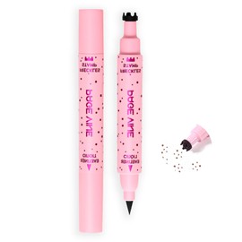 2 in 1 Fake Freckles Pen Stamp & Black Eyeliner,Freckles Stamp and Liquid Eyeliner Pencil Kit,Faux Freckles Stain Maker Pen for Sunkissed Makeup Natural Lifelike (Dark)