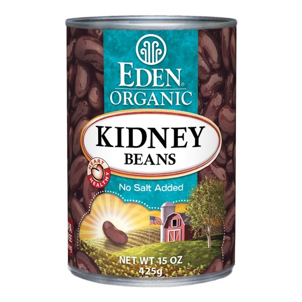 Eden Organic Red Kidney Beans, 15 oz Can, No Salt, Non-GMO, Gluten Free, Vegan, Kosher, U.S. Grown, Heat and Serve, Macrobiotic, Red Beans (12-Pack)