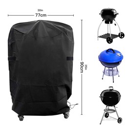 Kettle BBQ Cover Small Barbecue Cover Waterproof Heavy Duty 420D Outdoor Round BBQ Cover 77x90cm