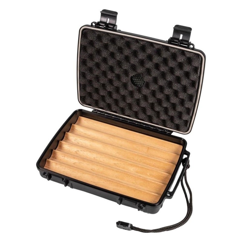 Passatore Cigar Case Black Acrylic Travel Humidor for 6 Cigars
