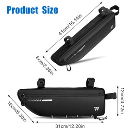 Cableet Top Tube Bike Bag - 2.6L Bike Frame Bag with Water Resistant Zipper, Large Capacity Bicycle Bag, Durable Cycling Bag for Mountain Road Bikes, Anti Scratch Bike Top Tube Bag with Side Pockets