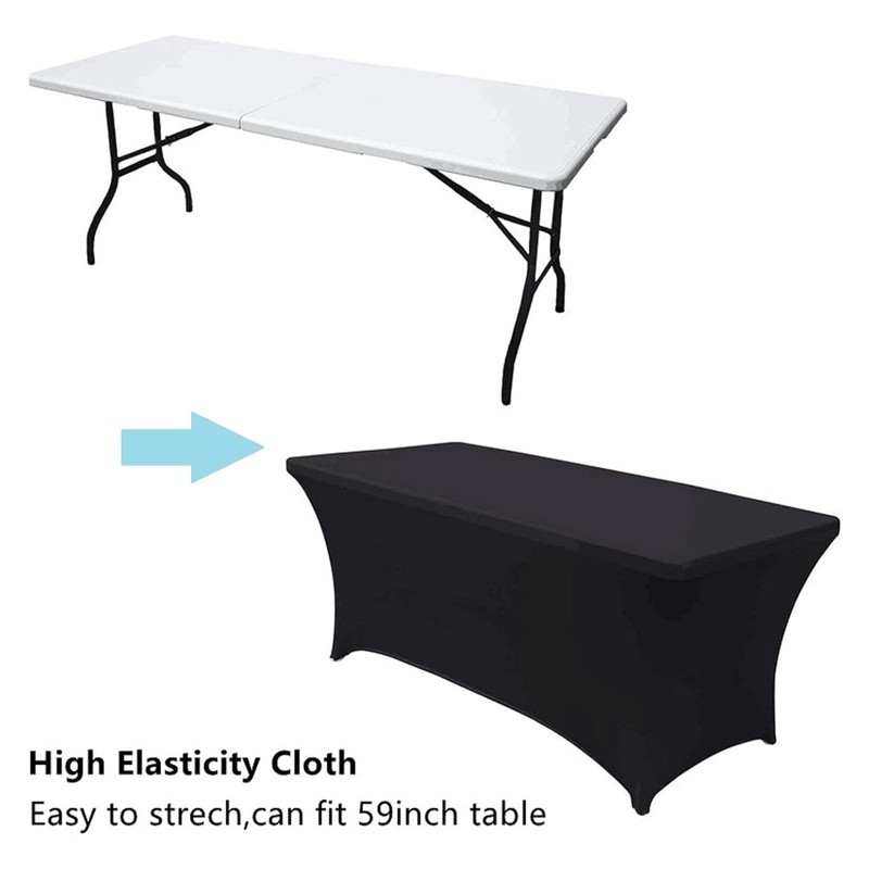 JIAHU Spandex Stretch Table Cover Cloth 5ft Foot Rectangular Fit