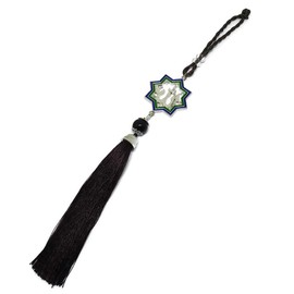 Islam AMN-289 - Adorno colgante para parabrisas de coche con diseño de estrellas musulmanas y caligrafía árabe de Allah en metal con colgante de estrella para decoración de vehículos, regalo Eid Ramadan (marrón oscuro/plata)