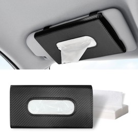 ASUBHA Car Tissue Holder, Car Visor Tissue Dispenser, Car Mask Holder, Rectangular Sun Visor Napkin, PU Leather Car Tissue Box, Sun Visor Accessory Universal for Car, Vehicle (black)