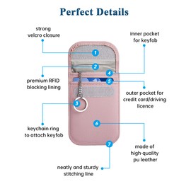 Teskyer 2 Pack Faraday Pouch for Car Keys, Keyless Car Key Signal Blocker Pouch, Rfid Key Pouch, Rose