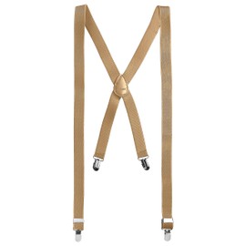 BomGuard Men's X Shape Braces with 4 Clips in 2.5 cm and 3.5 cm, Adjustable and Elastic, beige