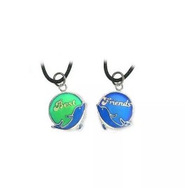 Charmed Creations Best Friends 2 BFF Mood Color Changing Dolphin Necklaces Set With Color Meaning