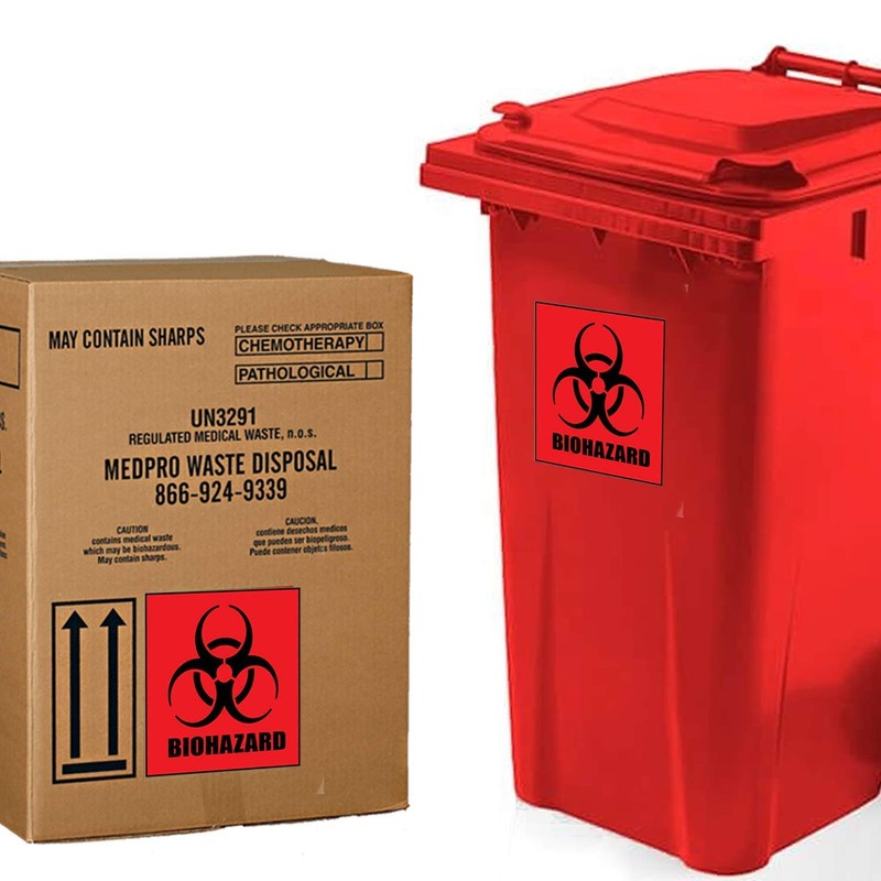 Biohazard Stickers Sign 4" X 4" Waterproof Biohazard Warning Label，Use