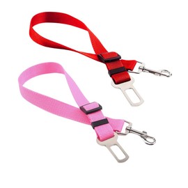 Dog Seat Belt Adjustable Safety Seatbelt Car Harness for Dogs in Car with Latch Buckle, Seatbelt Adjustable Pet Seat Belts for Dogs, Cats and Pets, 2 Pack Seatbelt Dog (Pink and Red)
