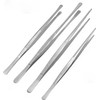 Professional Stainless Steel Tweezers Set, 25-30 cm Length, 4-Piece, Serrated