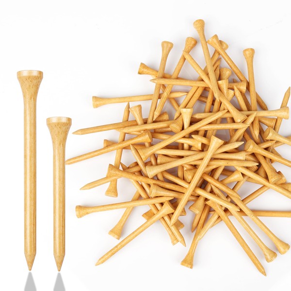 BIRDIEBLAST Bamboo Golf Tees 200 Pack, 1-1/2", 2-3/4", 3-1/4" Available,