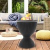 Patio Bar Cooler Table - 3-in-1 Black Rattan Style Portable