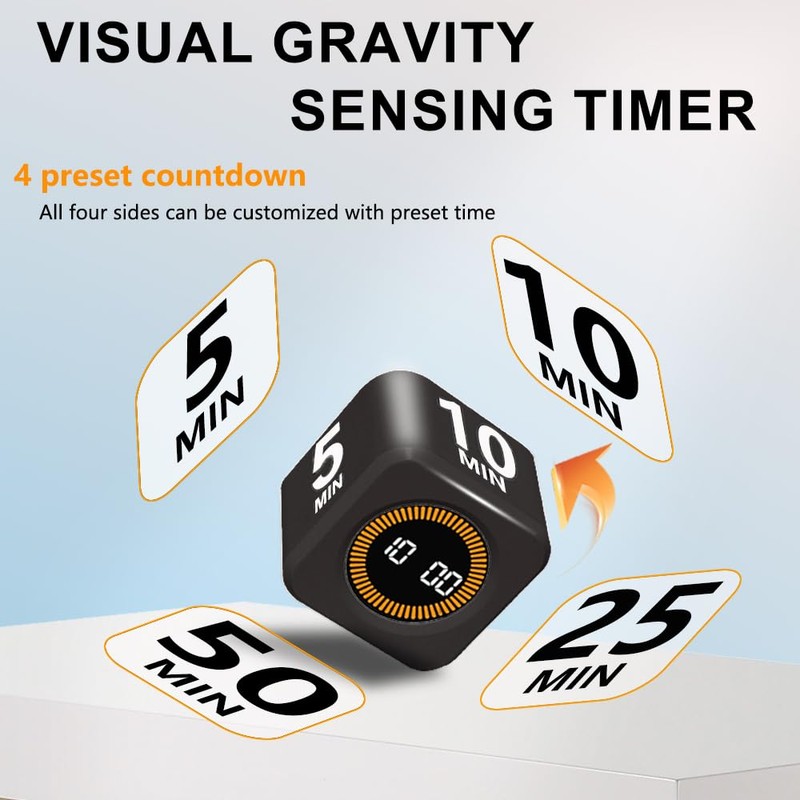 Visual Rotating Timer with 5, 10, 25 50 Minutes Preset,