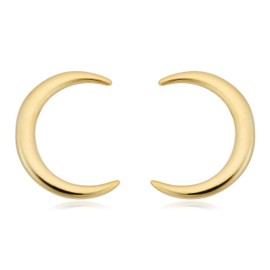 Kooljewelry 14k Yellow Gold High Polish Crescent Moon Stud Earrings