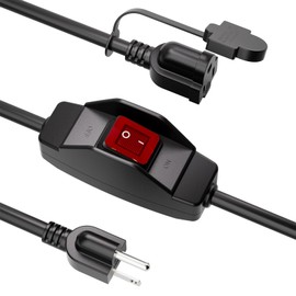 KASONIC 3 Prong Extension Cord with Switch, 1875W 15A Grounded Outlets with Safety Cover, 14/3 SJTW Cable On Off Waterproof Switch for Indoor Outdoor Use (1.5 FT)