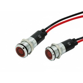 Alpinetech PL12M 12mm 1/2" 12V AC LED Metal Signal Indicator Pilot Dash Light (Red) (Pack of 2)