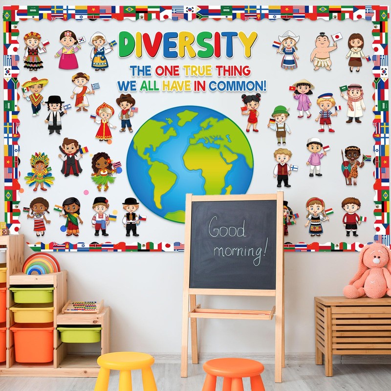 Diversity in Common Multicultural Bulletin Board Decorations Set Diversity Classroom