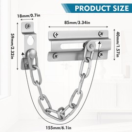 2-Pack Door Lock Door Security Chain, Anti-Theft Door Lock, Nickel-Plated Manganese Steel Reinforced 9-Ring Kit (Includes 6 Rust-Resistant Screws) Apartment/Outdoor Door Chains for Front Door
