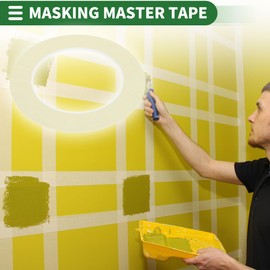 Motoforti Universal Painters Tape Masking Master Tape 5500x0.15x0.01cm / 60.15 Yards x 0.06 Inches x 140um Easy Removal Crepe Paper White 1 Pc